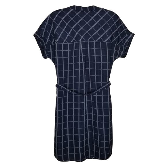 Monteau Los Angeles Blue Plaid Button Down Short Sleeve Dress Size Small - Picture 4 of 6